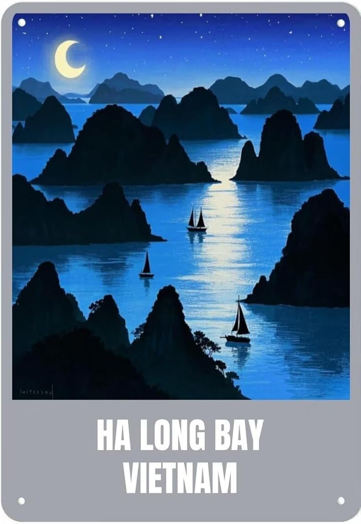 Ha Long Bay Vietnam Retro Funny Novelty Art Backyard Sign Funny Wall Décor Tin Signs Poster Cafe Plaque 8 x 12 Inch