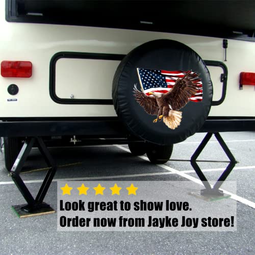 Spare Tire Cover, Wheel Cover with American Eagle USA Flag PVC Leather Waterproof Dust-Proof Universal Fit for Jeep Trailer RV SUV Camper Vehicle (15 Inch) by Jayke Joy - Image 4