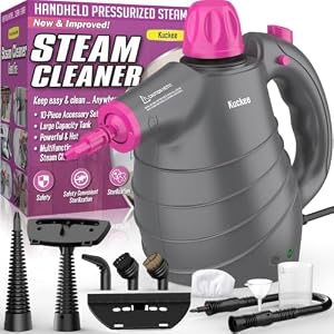 Steam Cleaner, Hand Held Steamer for Home Car, 10 Accessories Carpet Furniture Cleaner Machine, Portable Steaming Cleaner for Couch Grout Upholstery Floor Window Glass Bathroom Toilet Shower Kitchen