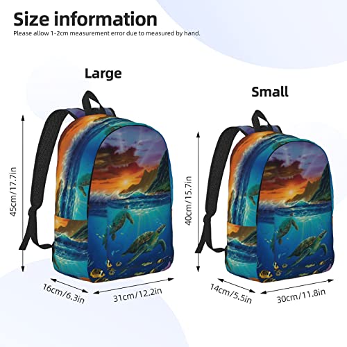 Sac à dos ordinateur portable décontracté tortues de mer taille S compact - 4