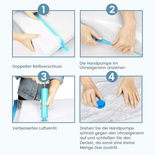 HOMKITEN 12 Stück Vakuumbeutel für Kleidung Reise Klein Wiederverwendbare 60x40,Hervorragende Dichtungsleistung,(6x 35x50 cm,6x 40x60 cm)Vacuum Beutel Bags für Bettdecken Clothing