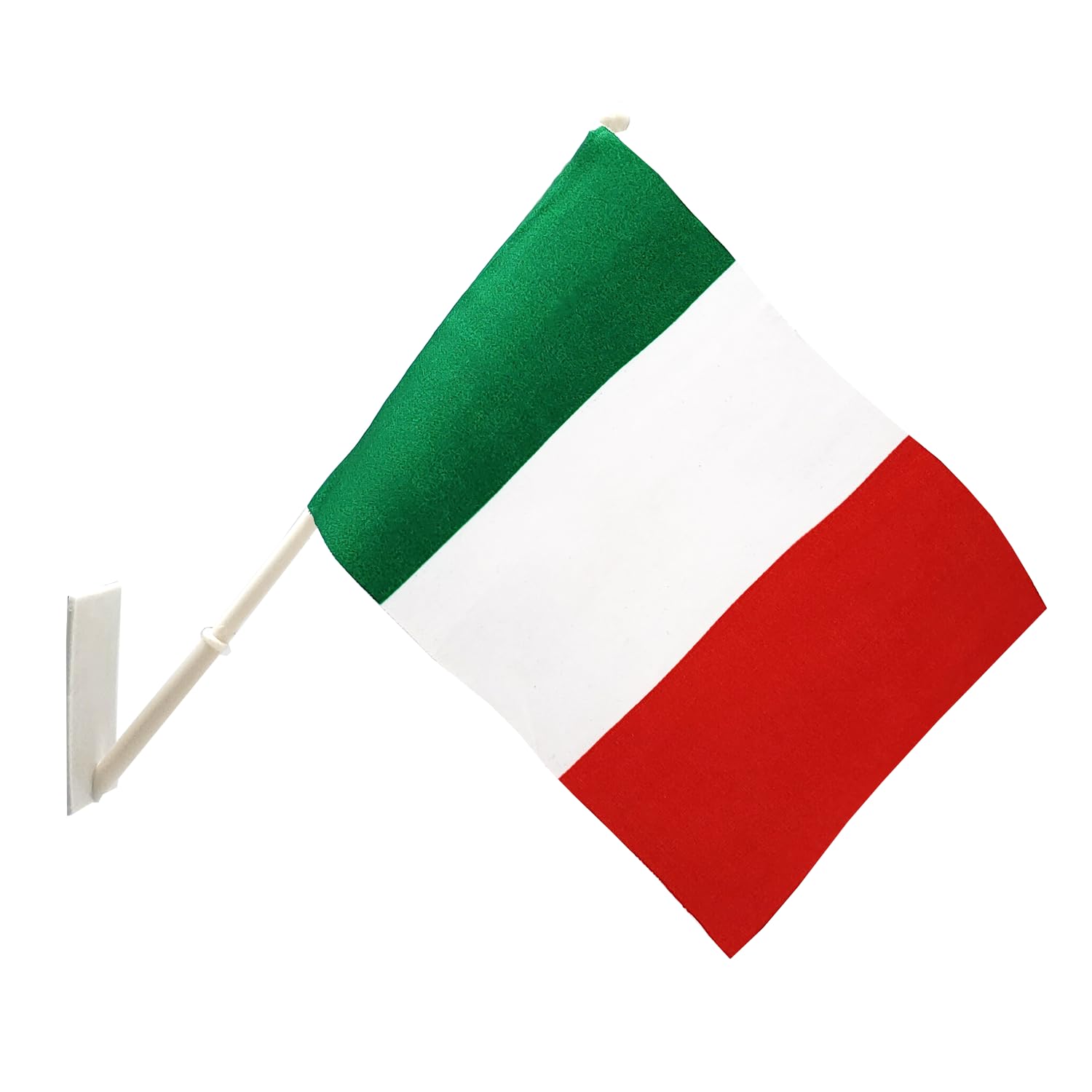 Italian National Flag for Desk Office Door, Car Window 14 x 21 cm with 27 cm Stand, Small Italian Flag with Wall Pole, Suv