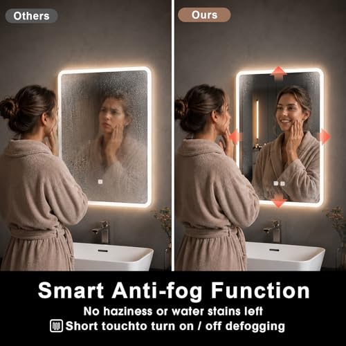 Miroir de salle de bain éclairé antibuée à intensité variable - 5