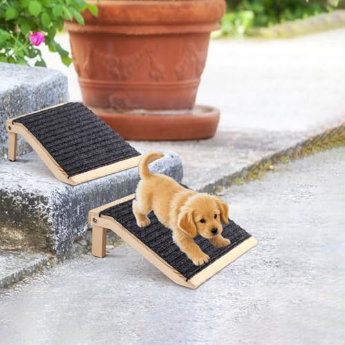 In hand Dog Ramp, Low-Angle Pet Stair Ramp for Small Dogs & Cats for Any Staircase, Non-Slip Steps Stair Assist for Elderly, Injured Pets, 2 Packs - Thumbnail 7
