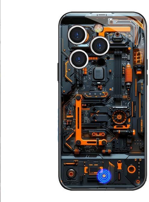 Mechanical chip Luminous Phone Case Suitable for iPhone 17 16 15 14 13 Pro/Max/Plus Colorful Glow Bumper Shockproof Protective Shell (A01, for 17 Pro Max)