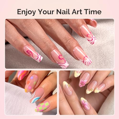 Image of MelodySusie Nail Art Brushes Set, 15 Pcs Pink Nail Brushes, 5 Pcs Dual Tipped Sculpture and Dotting Brushes, Brush Holder, Palette, and Color Mixing Brush, Tools for Manicure Design Home and Salon