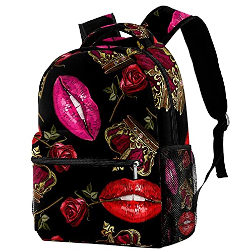 Sac à dos voyage femme roses rouges avec porte-bouteille