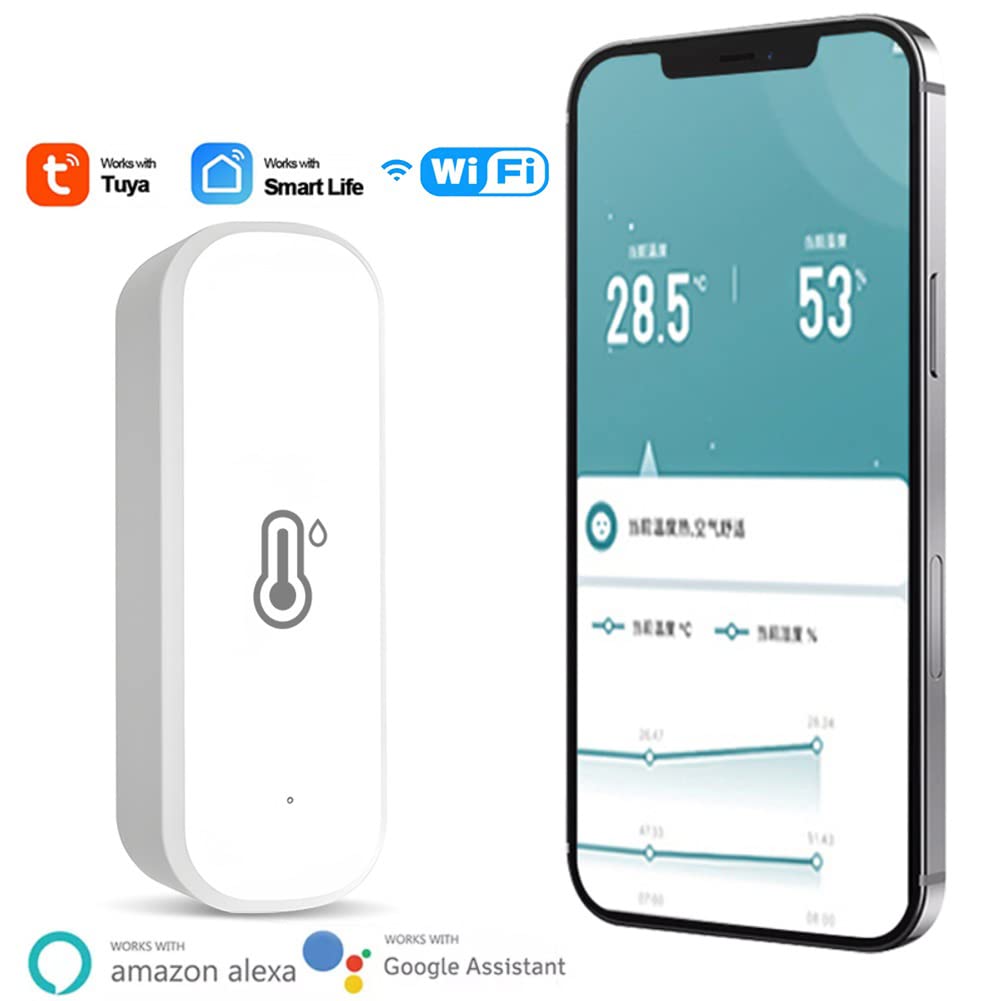ZYWUOY Sensore termometro igrometro WiFi 4 pezzi wireless per interni temperatura umidità Tuya