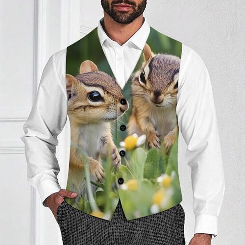 Chipmunks Cute Trendy Vest Suit for Men V Neck Formal Dress Waistcoat Vests Business Slim Fit4
