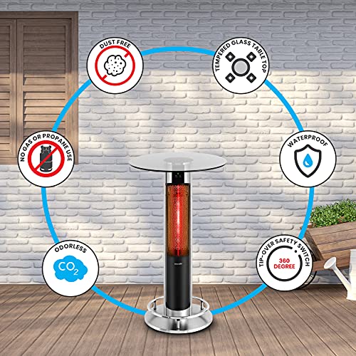 SereneLife Infrared Patio Heater, Electric Patio Heater for Indoor/Outdoor Use, Portable Table Heater with Remote Control, 1500 W, for Restaurant, Patio, Backyard, Garage, Decks (Off Black) - Image 3