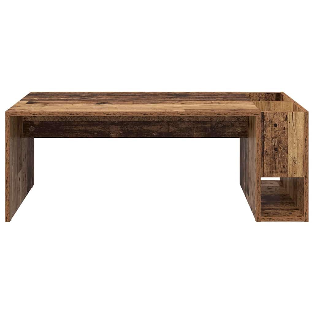 Mesa de centro de madera vieja, 101,5 x 50 x 37 cm, rectangular, con espacio de almacenamiento, salón, mesa auxiliar, estante para sofá, salón, oficina, diseño moderno