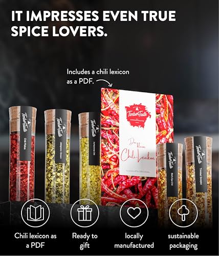Image of TIMBER TASTE Chili Hot Spice Sampler Set - 5 Scoville-Rated Blends up to 700,000 SHU Cayenne Habanero Chipotle | Spicy Mens Gifts BBQ Seasoning Gift Set | Gourmet Heat Kit - Birthday Gift for Him