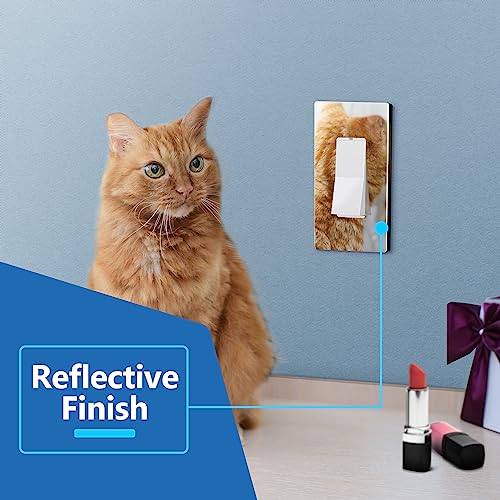 Image of LIDER Decorator Wall Plate, Impact Resistant, Plexiglass, Reflective Finish, Modern Upgrade, Screwless Light Switch /Outlet Cover, Mid-Size 1-Gang 4.88 inch x 3.11 inch, Acrylic, Mirror Glass Silver, 1-Pack
