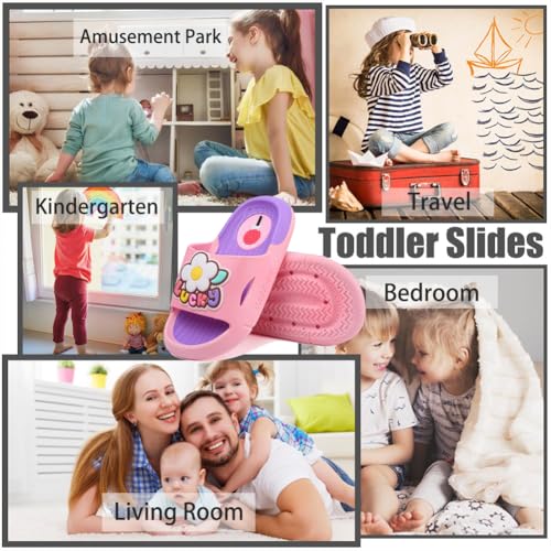 Image of Bunny Kids slides, Girls Slides Non-slip Summer Beach Pool Shoes Toddler Cartoon Slide Sandals Indoor& Outdoor Garden Slippers Shower Shoes