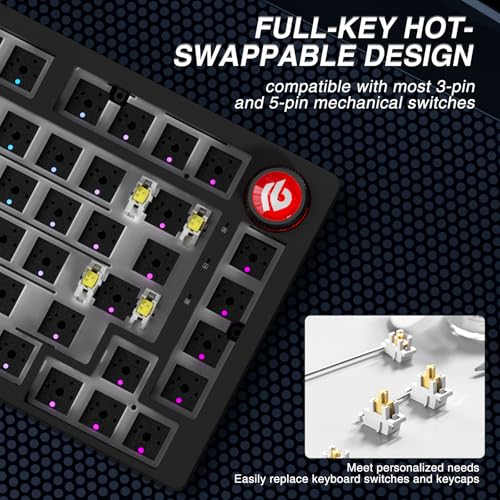 Image of LEOBOG Hi75C Pro Wireless Mechanical Keyboard Kit - Aluminum Alloy Gasket Mount 75% Barebones DIY Base with Hot Swap, RGB Backlighting & Volume Knob - Enhanced Custom Gaming Keyboard Build, 4000mAh