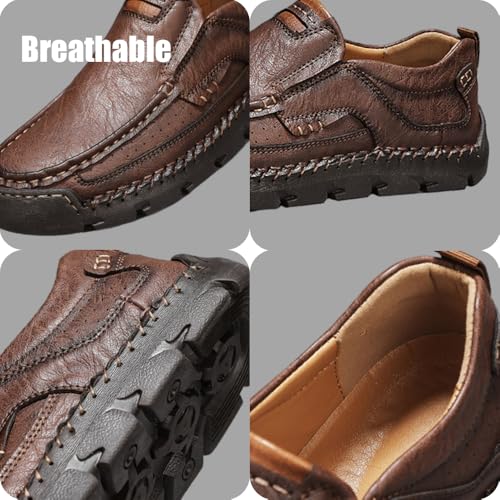 Hrtesus Matufit Shoes for Men, Comfortable Lightweight Breathable Leather Casual Slip-On Loafers for Mountaineering2