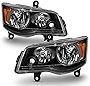 ACANII - For 2011-2017 Dodge Grand Caravan 08-16 Chrysler Town & Country Black Housing Headlights Headlamps Left+Right