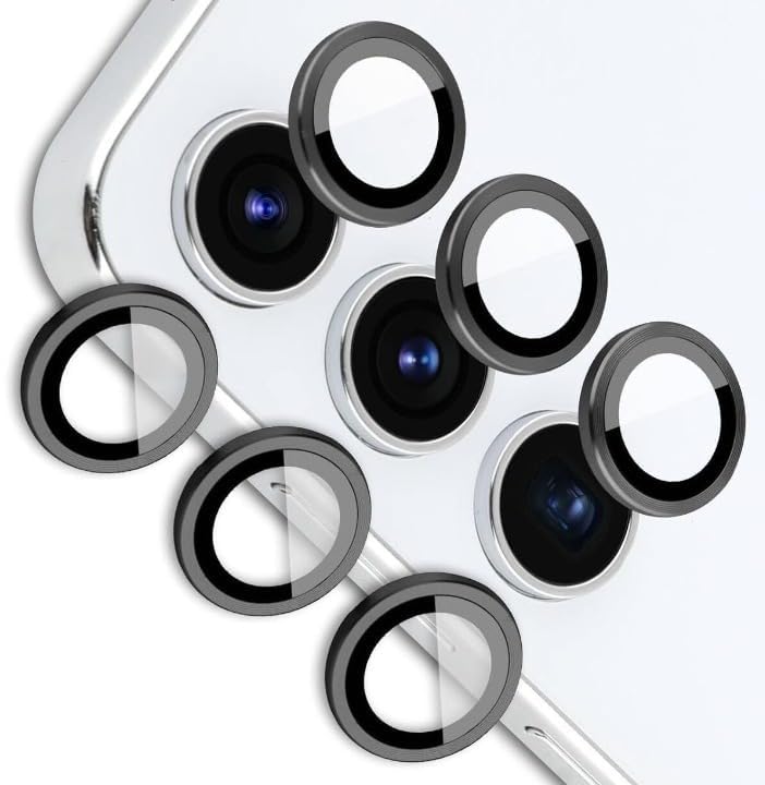 Astimi Camera Lens Protector for Samsung Galaxy M34 5G |Edge To Edge Full Coverage 9H Scratch Resistant Tempered Glass Metal Ring Guard| - Pack of 3 Piece (Black)-image-39