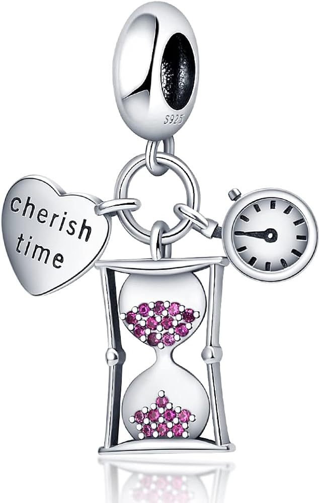 Pandach Dije de viaje alrededor del mundo que se adapta a pulseras de plata de ley 925 con cuentas colgantes de circonita cúbica transparente