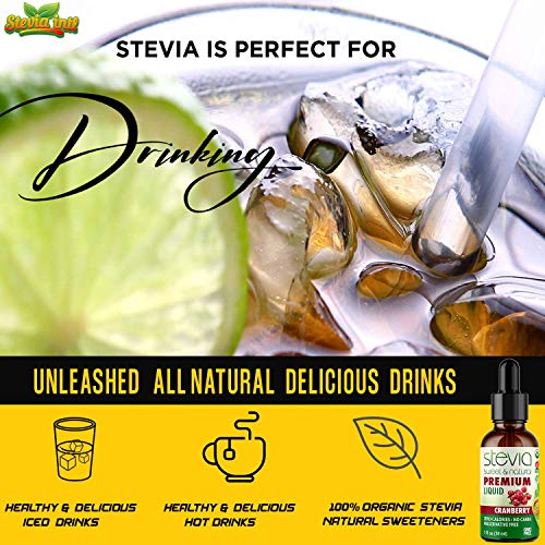 ( 3 Pack ) Cranberry Premium Quality Stevia Drops | Organic Liquid Stevia | Best Sugar Substitute| 100% Pure Extract | Naturally Sweet | Non-Bitter, 0 Calorie, Non-Gmo, Diabetic & Keto Friendly (1Oz) #TOP2