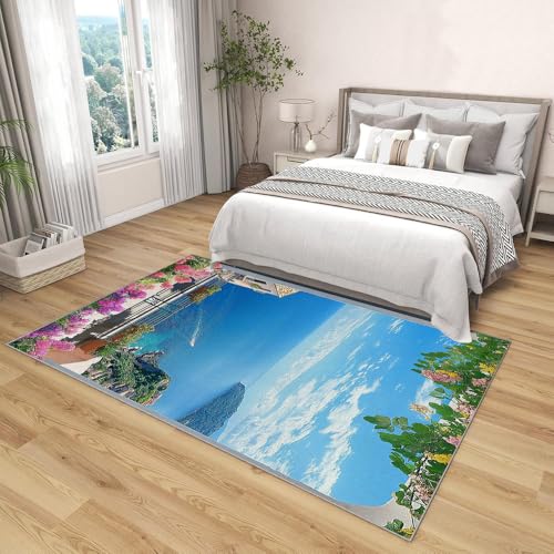 Tapis lavable floral résistant aux taches avec envers antidérapant pour bureau