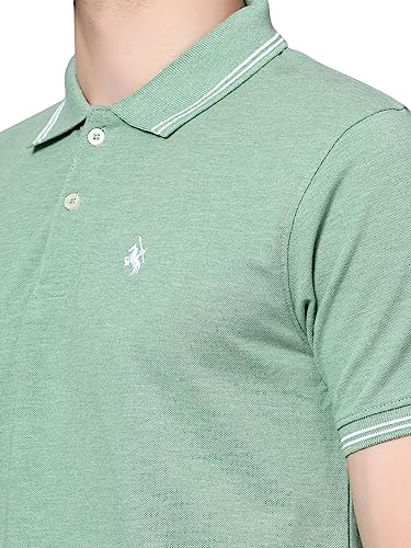 Image of Cantabil T-Shirt for Men l Breathable & Soft with Color Fastness Regular Fit Polo Neck Cotton Blend Fabric Solid Pattern