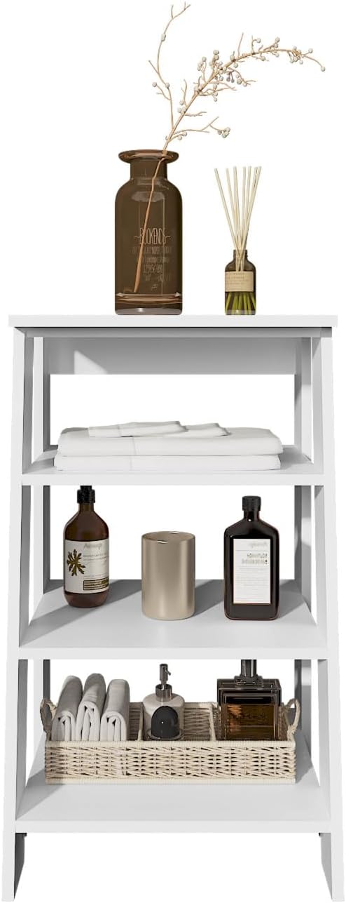 Bathbi 30" High Ladder Shelf Organizer - 4 Tier White - Bathroom, Side Table, Living Room