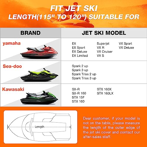 Neverland Jet Ski Cover 3 Seats Heavy Duty Waterproof 210D With 2 Air Vent Marine Grade Uv Resistant Fits Yamaha Sea-Doo Up To 120" #TOP4