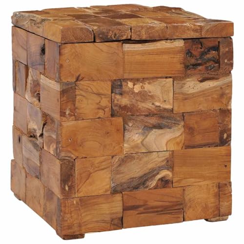vidaXL Teak Massiv Hocker mit Stauraum Deckel Fußhocker Sitzhocker Holzhocker Sitzwürfel Aufbewahrungsbox Sitztruhe Fußbank Truhe 40x40x45cm