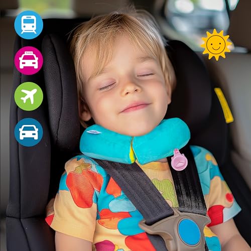 Trunki Coussin Voyage Avion Enfants et Mentonnière | Coussin Voiture Enfants Soutien Les Têtes Endormies dans Le Siège Auto, l'Avion, Le Vélo ou la Poussette | Yondi Una Licorne (Turquoise) – vue 3