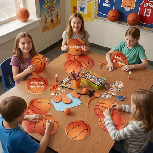 Image of TaoBary 24 Pcs 7.09in Basketball Cutouts in 6 Design Paper Basketball Bulletin Board Decorations for Birthday Classroom Poster Lockers Baby Shower DIY Wall Banner Sport Theme Party Supplies