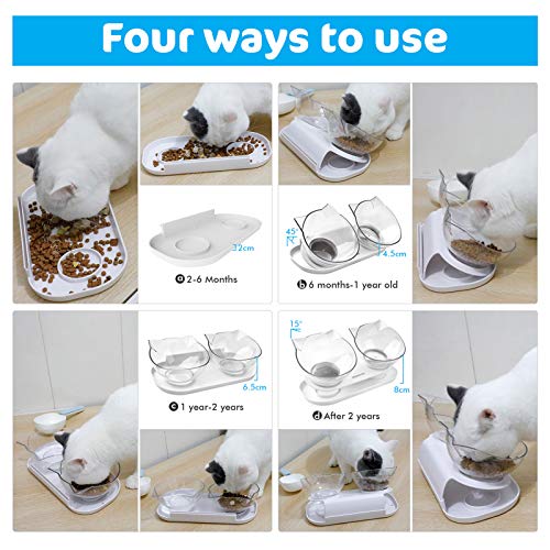 Cat Food Bowls Double Raised - Dorakitten Cat Feeding Bowl Double Kitten Dishes Kitty Water Feeder Raised with Stand for… - Image 3