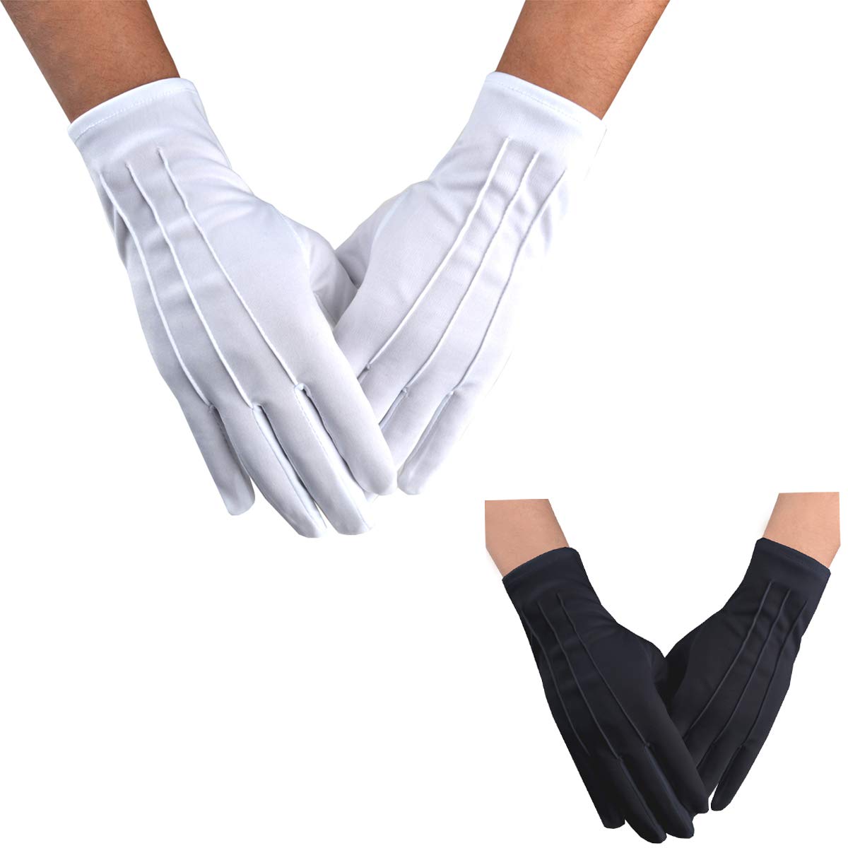 JISENMen Police Formal Tuxedo Honor Guard Parade Nylon Cotton Gloves 26cm