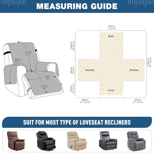 Image of TAOCOCO 100% Waterproof Recliner Chair Covers, Non Slip Recliner Covers that Stay in Place, One-Piece Washable Reclining Chair Cover with Elastic Straps, Wine, Fits 25 inch Seat Width