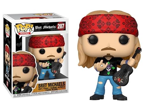 Funko Bret Michaels + Pop Protector: Pop! Rocks Vinyl Figure (Gift Set Bundled with ToyBop Brand Box Protector Collector Case) (with Bandana and Guitar 207/52929)