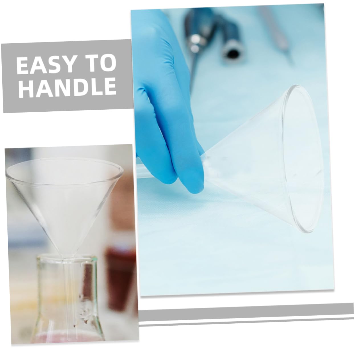 Cabilock 8pezzi Imbuto in Vetro Trasparente Per Laboratorio Stelo Dimensioni Variabili Imbuto Di Riempimento Scientifico Filtrante Da Laboratorio