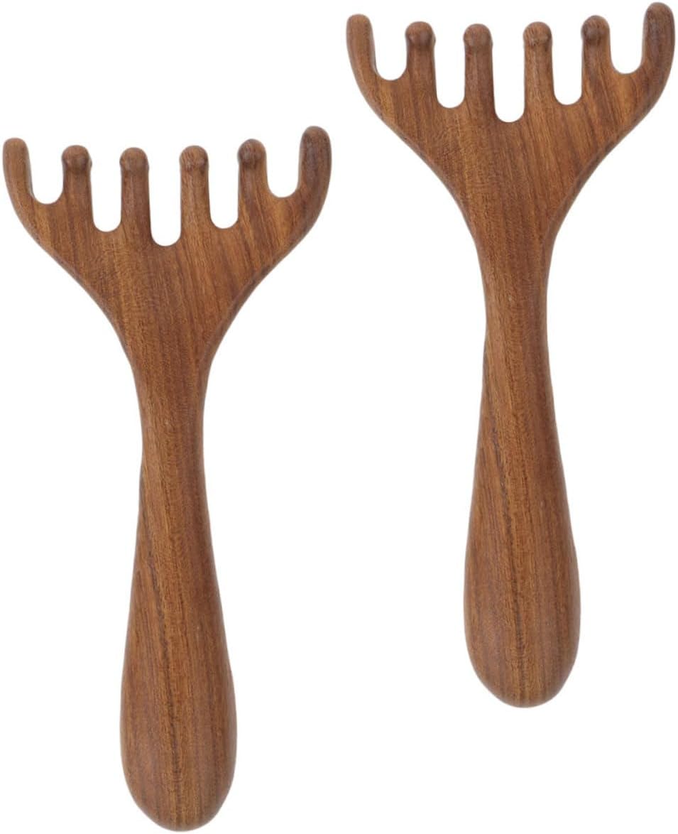 2Pcs Wooden Scalp Massager Gua Tool Handheld Hair Comb for Scalp Stimulation Eye Acupoint Relief and Facial Relaxation Portable Massage Tools for Daily Use