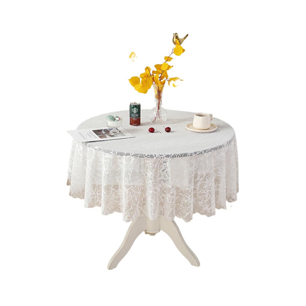 VUIUYOIES Easy Wash And Elegant Round Tablecloth Variety Of Patterns Available Table Cover Lace Durable, ice flower, 220cm