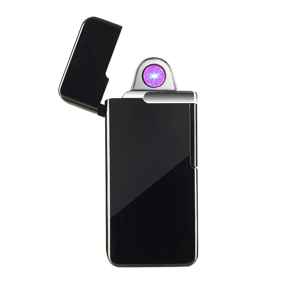 FLFIRAMER Electronic USB Lighter Windproof ARC Spin Plasma Rechargeable for Candle (Black)