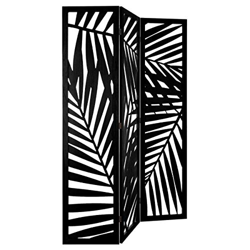Paravent Feuille - Bois - Noir H170 cm - Atmosphera créateur d'intérieur