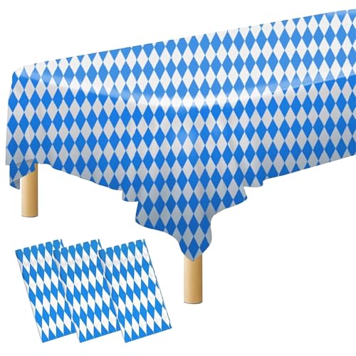 Iceyyyy 3 Pieces Oktoberfest Tablecloths-Blue and White...
