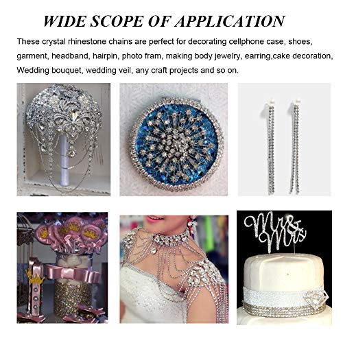 1 Roll 10 Yards Rhinestone Trim Crystal Cup Chain In Silver Setting Casing Clear (Ss12 3Mm) #TOP5