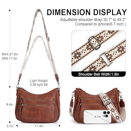 Crossbody Purses for Women Trendy Leather Crossbody Bag,Multi Pocket Shoulder Handbag Lightweight Travel Purse4