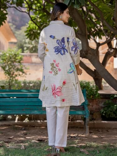 Image of INDO ERA Women's Cotton Ethnic Co-Ord Set | Kurta Pant Set | Stylish Cotton Suit Set for Women,10123