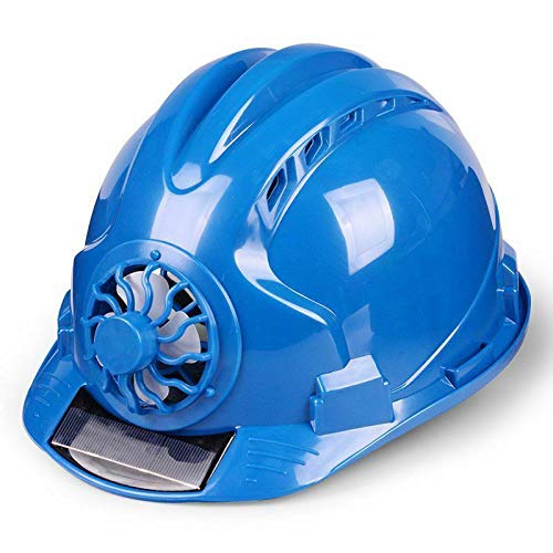 Aslion Solar Fan Working Helmet Adjustable Ventilation Sunscreen Waterproof Architecture Worker Cap (Blue)