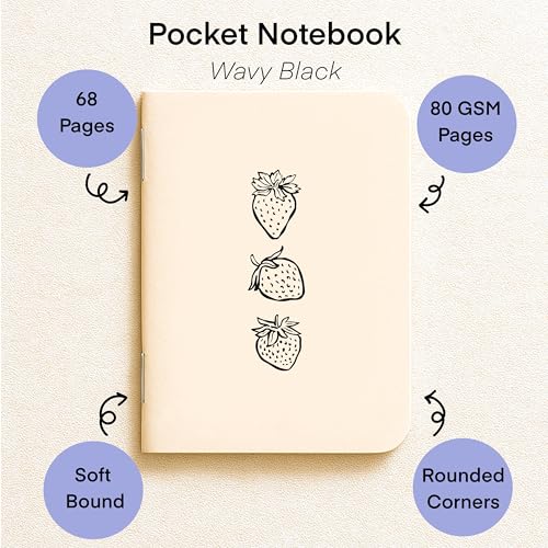 Image of KALP A5 Notebook with Pocket Diary Set - 160 Pages, 80 GSM - Ruled, Soft Cover, Combo for Notes, Journaling, Daily Planning, Perfect for Gifting (Wavy Black)