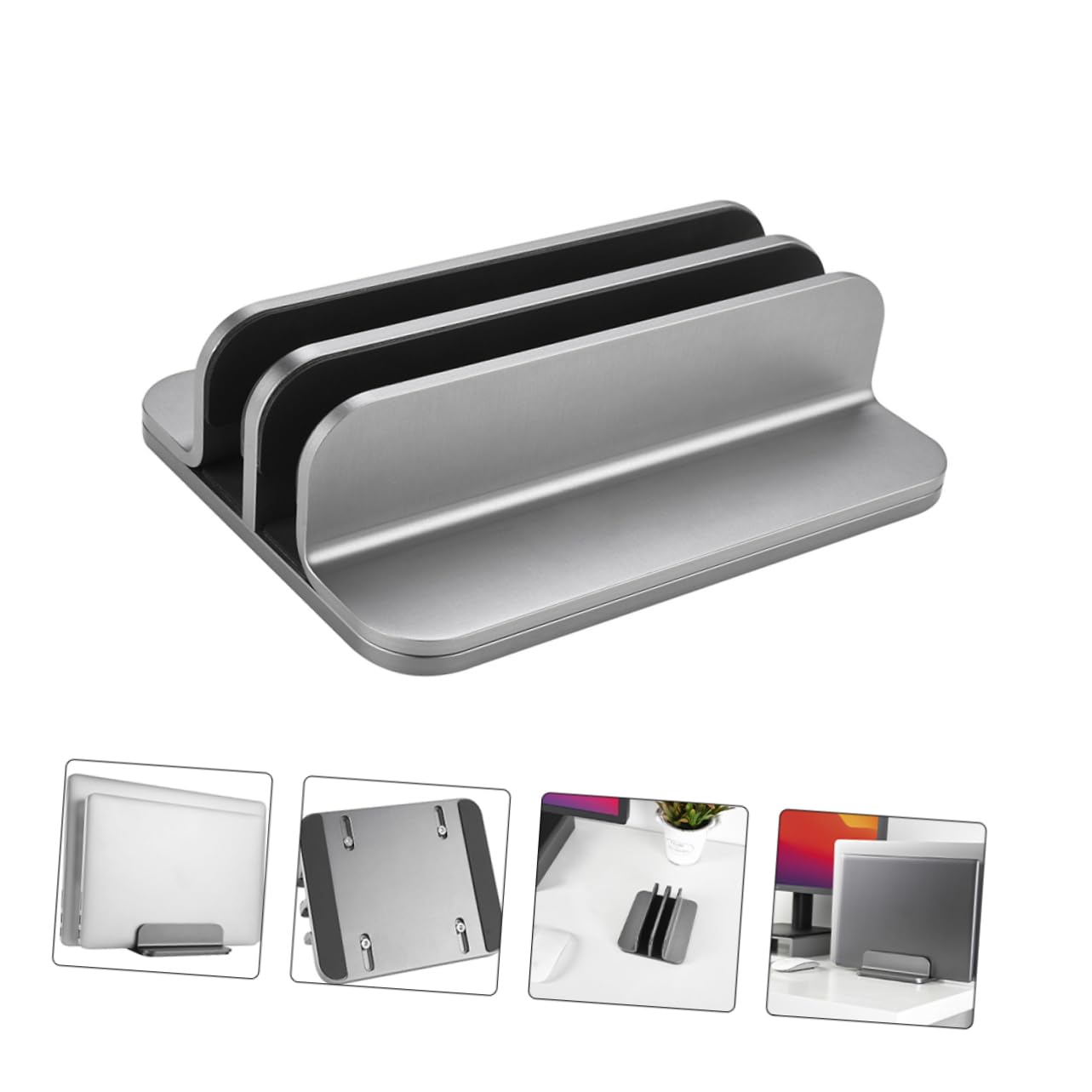 SEWACC Soporte Vertical para Portátil de Aleación de Aluminio Base Estable para Ordenadores y Tablets Escritorio Diseño Compacto y Duradero para Oficina y Hogar