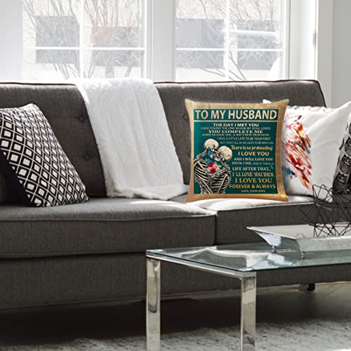 Gifts For Husband Throw Pillow Covers,I Love You Couple Skull Pillowcase Cushion Case For Sofa Bed Couch Bedroom, Husband Birthday Gift Ideas From Wife, Present For Husband Christmas Anniversaries #TOP3