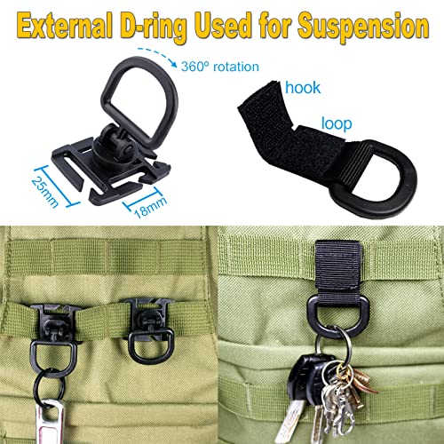 ZUSHALLMY Molle Accessory Kit of 48 Attachments, D-Ring Locking Gear Clips, Web Dominators, Molle Clips, Buckle Bottle Carriers, Key Ring Holder