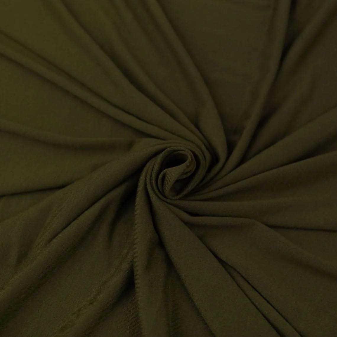 Stylish FABRIC Viscose Spandex Jersey Knit 4-Way Stretch Solid Color Apparel Fabric Dresses Tops Lounge and Yoga Wear Skirts, Olive 1 Yard